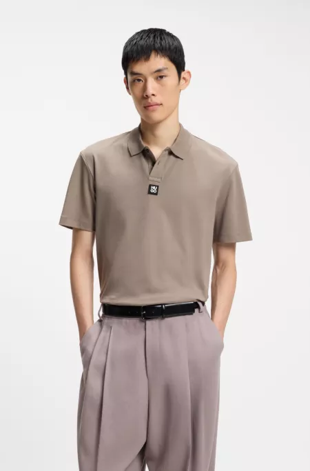 Stacked-logo polo shirt in interlock cotton