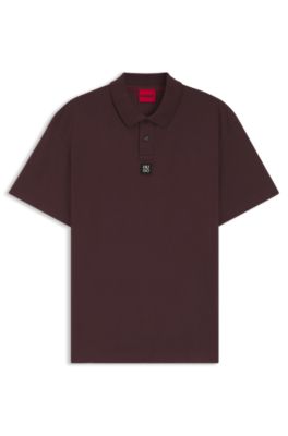 Stacked-logo polo shirt in interlock cotton, Light Brown