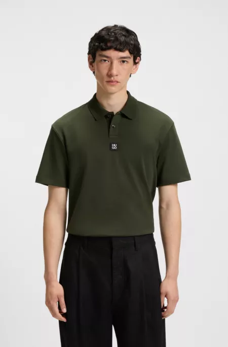 Stacked-logo polo shirt in interlock cotton