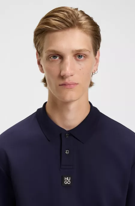 Stacked-logo polo shirt in interlock cotton