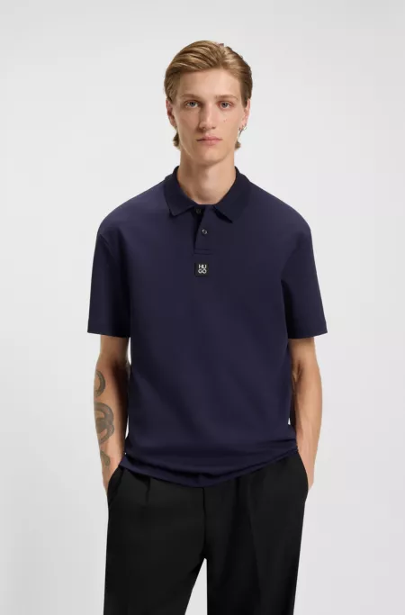 Stacked-logo polo shirt in interlock cotton