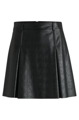 Hugo Boss Faux-leather Mini Skirt With Embossed Houndstooth In Patterned