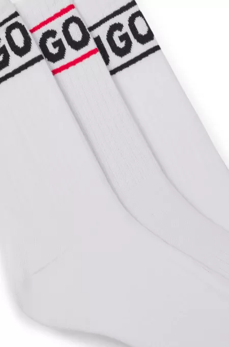 Three-pack of short-length socks with stripe and logo