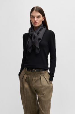 Jacquard scarf with monogram pattern, Black