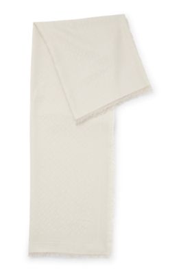 Jacquard scarf with monogram pattern, Light Grey