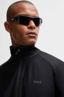 Zip-up sweatshirt with decorative reflective logo, Black