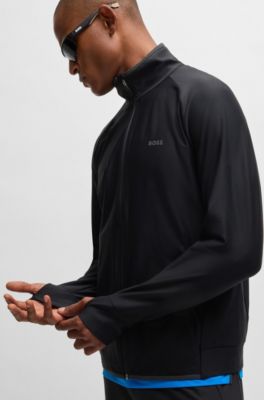 Zip-up sweatshirt with decorative reflective logo, Black