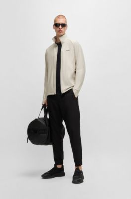 Sudadera con cremallera y logo reflectante decorativo, Beige claro