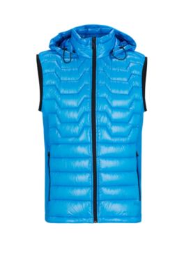 Hugo Boss Water-repellent Regular-fit Gilet With Signature Quilting In Light Blue