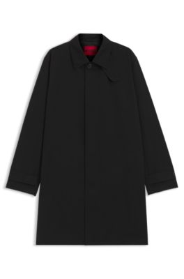 Manteau Regular en gabardine d&eacute;perlante, Noir