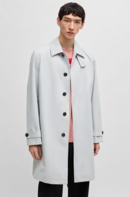 Abrigo regular fit en tejido de gabardina repelente al agua, Gris claro