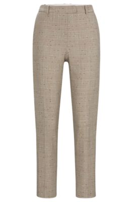 Shop Hugo Boss Regular-fit Trousers In A Checked Virgin-wool Blend In Patterned