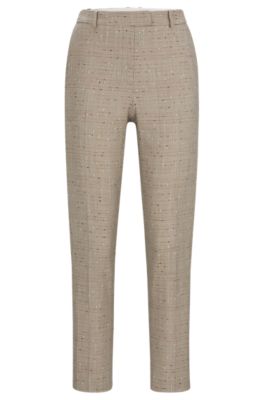 Hugo Boss Regular-fit Trousers In A Checked Virgin-wool Blend In Patterned