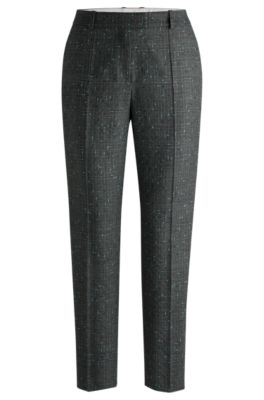 Hugo Boss Regular-fit Trousers In A Checked Virgin-wool Blend In Patterned