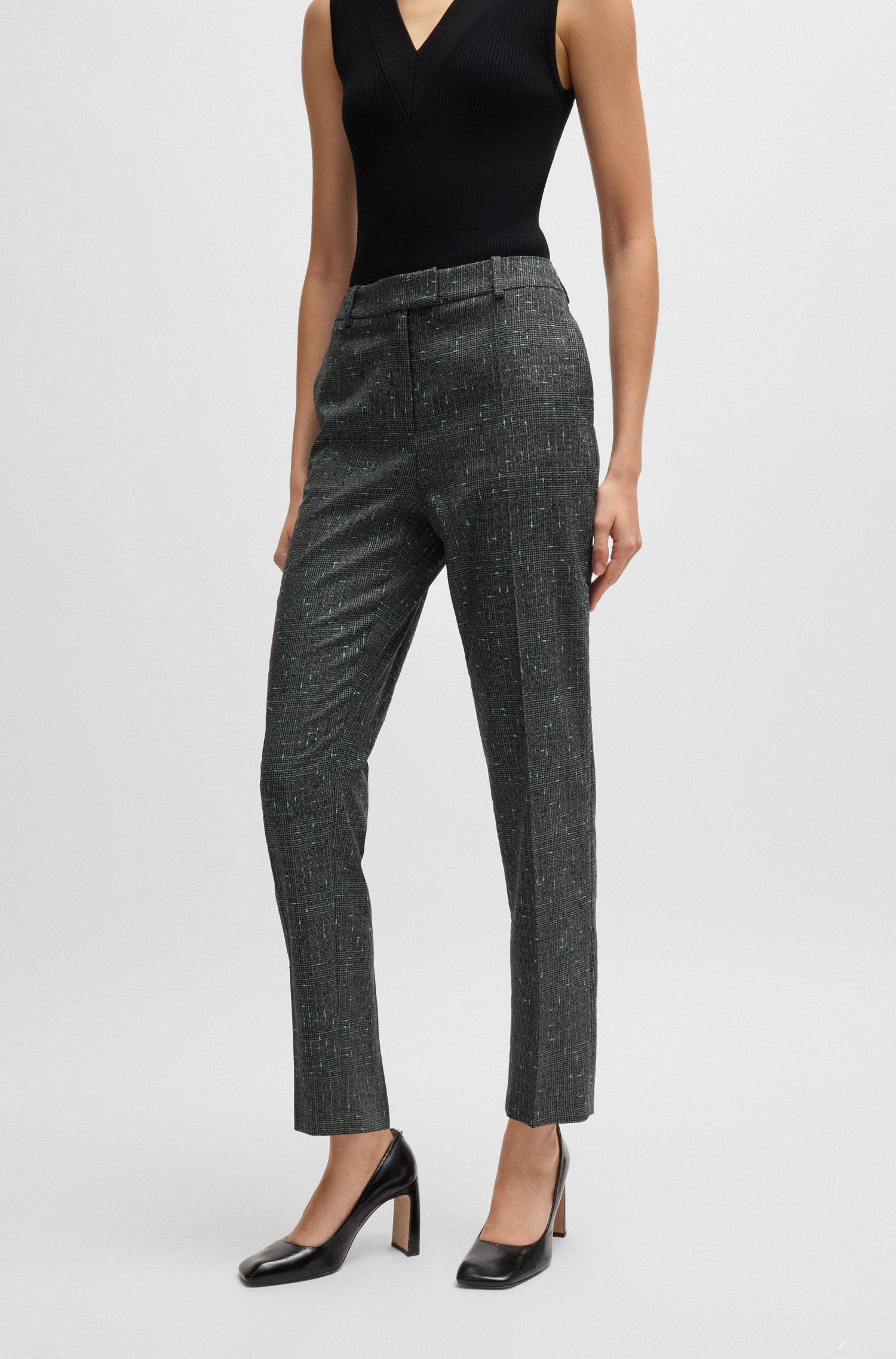 Regular-fit trousers a checked virgin-wool blend