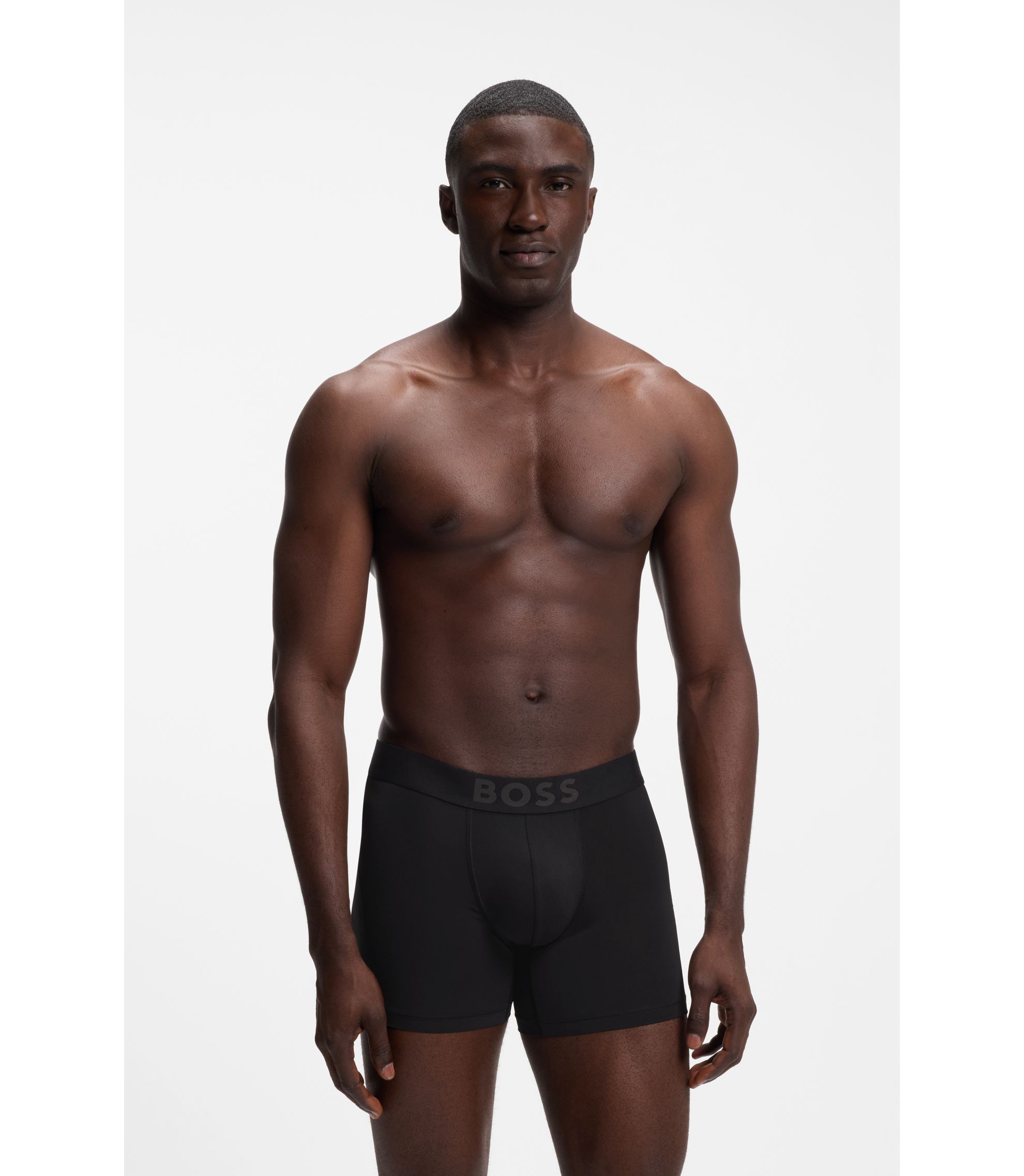 BOSS - Three-pack of stretch-microfibre boxer briefs - Black