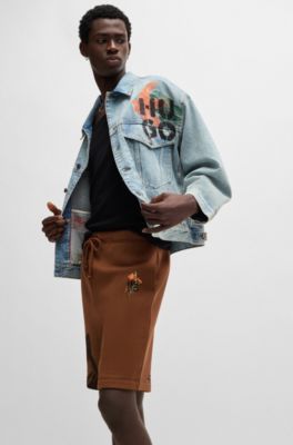 Relaxed-fit shorts with floral artwork, Brown