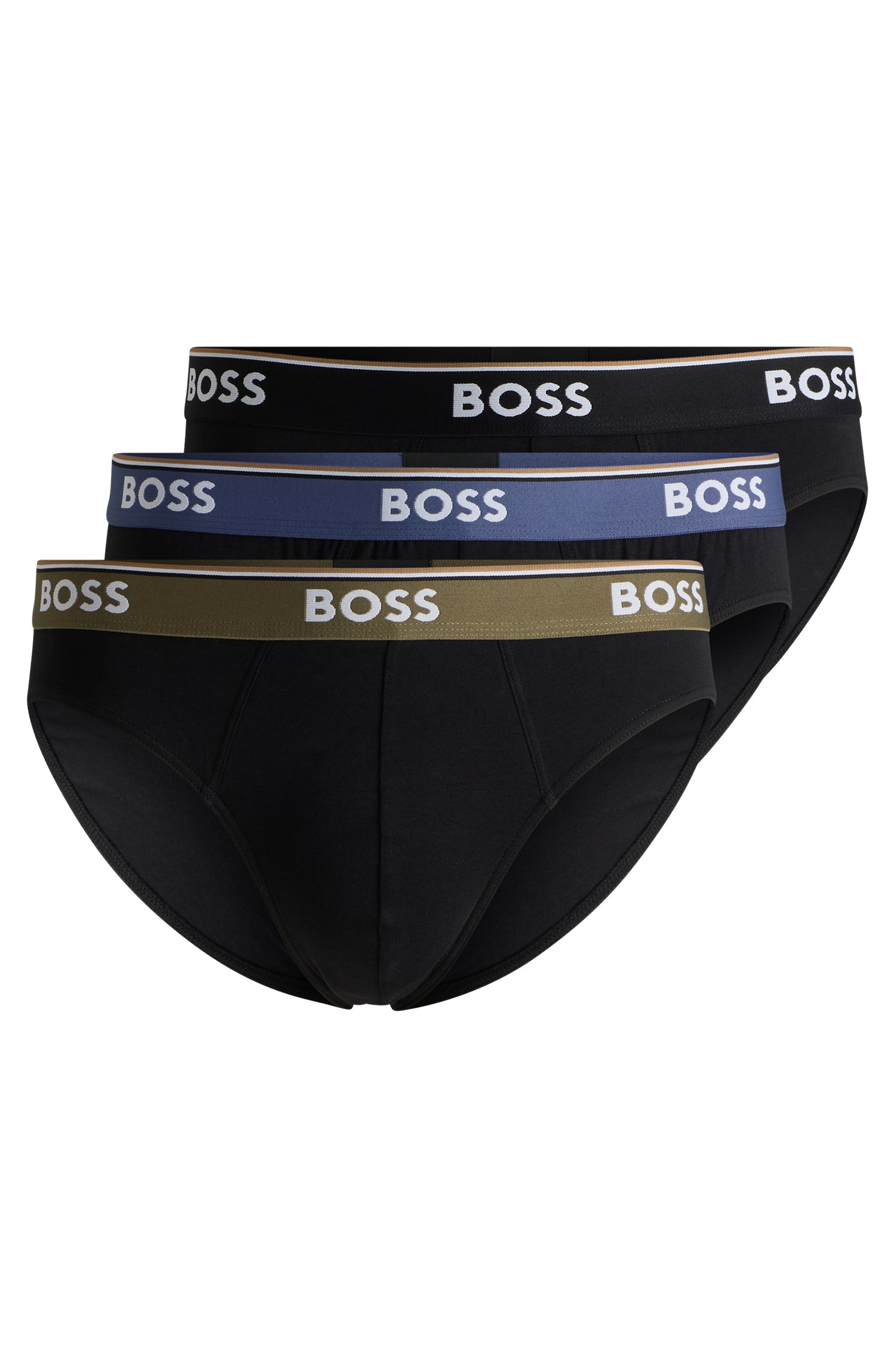 Three-pack of stretch-cotton briefs with logo waistbands