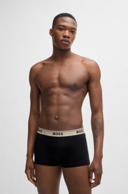 Paquete de tres calzoncillos de algod&oacute;n el&aacute;stico con logos en la cintura, Fantas&iacute;a