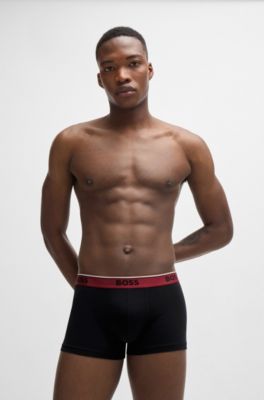 Paquete de tres calzoncillos de algod&oacute;n el&aacute;stico con logos en la cintura, Fantas&iacute;a