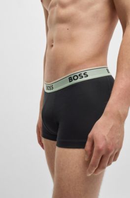 Paquete de tres calzoncillos de algod&oacute;n el&aacute;stico con logos en la cintura, Fantas&iacute;a