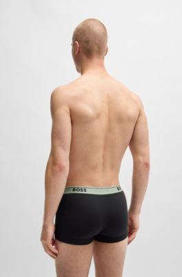 Paquete de tres calzoncillos de algod&oacute;n el&aacute;stico con logos en la cintura, Fantas&iacute;a