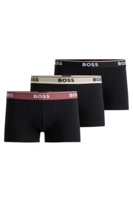 Hugo Boss Three-pack Of Stretch-cotton Trunks With Logo Waistbands In Patterned