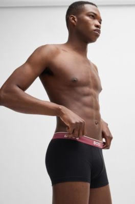 Paquete de tres calzoncillos de algod&oacute;n el&aacute;stico con logos en la cintura, Fantas&iacute;a