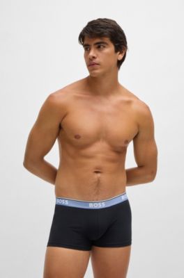 Paquete de tres calzoncillos de algod&oacute;n el&aacute;stico con logos en la cintura, Fantas&iacute;a