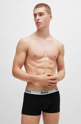 Paquete de tres calzoncillos de algod&oacute;n el&aacute;stico con logos en la cintura, Fantas&iacute;a