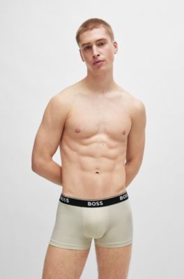 Paquete de tres calzoncillos de algod&oacute;n el&aacute;stico con logos en la cintura, Fantas&iacute;a