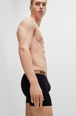 Paquete de tres calzoncillos b&oacute;xer de algod&oacute;n el&aacute;stico con logos en la cintura, Fantas&iacute;a