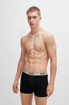 Paquete de tres calzoncillos b&oacute;xer de algod&oacute;n el&aacute;stico con logos en la cintura, Fantas&iacute;a