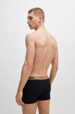 Paquete de tres calzoncillos b&oacute;xer de algod&oacute;n el&aacute;stico con logos en la cintura, Fantas&iacute;a