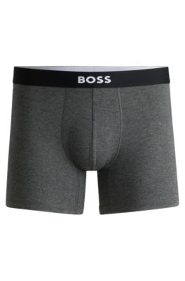 Hugo Boss Stretch-jersey Boxer Briefs With Logo Waistband In Dark Grey