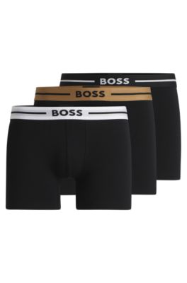 Hugo Boss Three-pack Of Stretch-cotton Boxer Briefs With Logos In Patterned