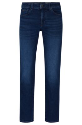 Hugo Boss Slim-fit Jeans In Soft-motion Denim In Dark Blue