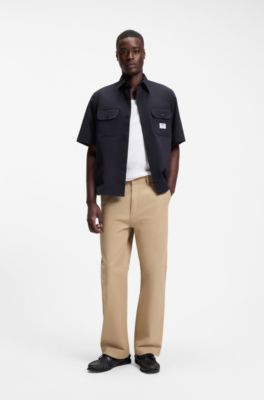 Camisa oversize fit en sarga de algod&oacute;n, Azul oscuro