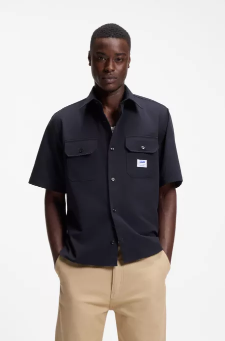 Oversize-fit shirt in cotton twill