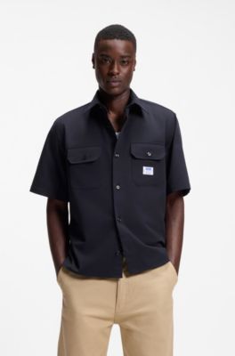 Camisa oversize fit en sarga de algod&oacute;n, Azul oscuro