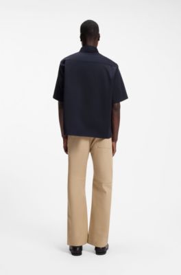 Camisa oversize fit en sarga de algod&oacute;n, Azul oscuro