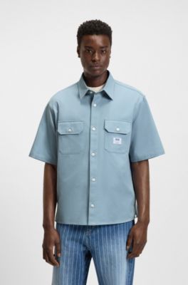 Chemise Oversize en twill de coton, bleu clair