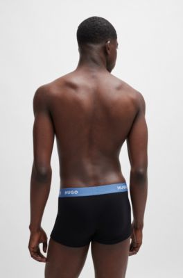 Three-pack of stretch-cotton trunks with logo waistbands, Patterned
