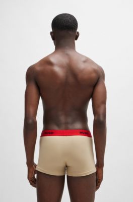Three-pack of stretch-cotton trunks with logo waistbands, Patterned