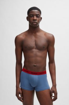 Three-pack of stretch-cotton trunks with logo waistbands, Patterned