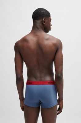 Three-pack of stretch-cotton trunks with logo waistbands, Patterned