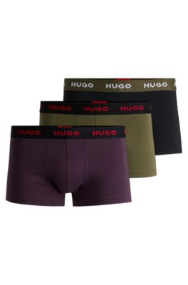 HUGO BOSS THREE-PACK OF STRETCH-COTTON TRUNKS WITH LOGO WAISTBANDS