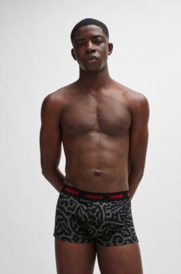 Paquete de tres calzoncillos en algod&oacute;n el&aacute;stico con logo en la cintura, Fantas&iacute;a