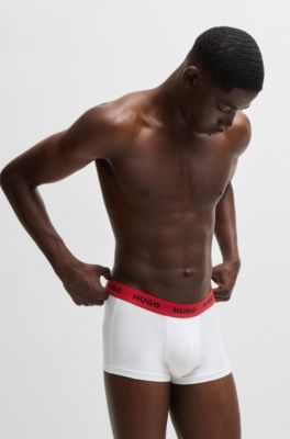 Three-pack of stretch-cotton trunks with logo waistbands, Patterned