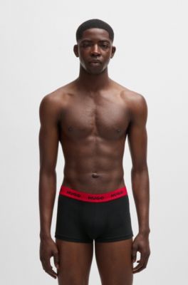 Three-pack of stretch-cotton trunks with logo waistbands, Patterned